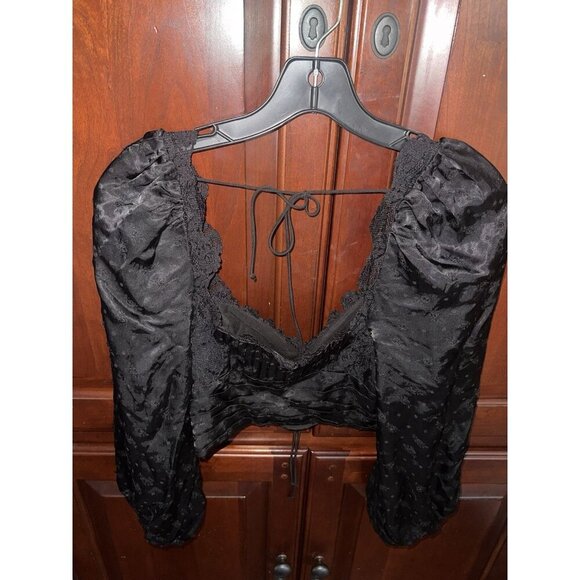 For Love & Lemons Liz Long Sleeve Corset Top in Black size XS NWOT $160 - Picture 2 of 6